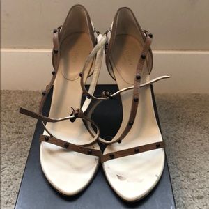 Gucci GG print wrap heels